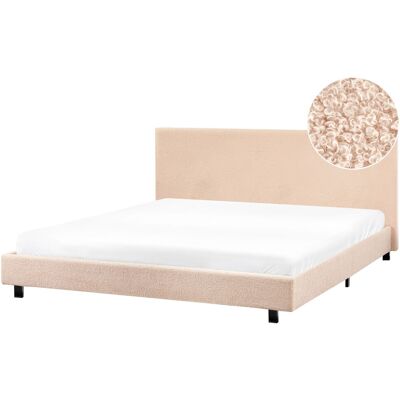 Beliani Lit À Eau Double Moderne Avec Matelas 180 X 200 Cm En Tissu Bouclé Beige Albi - Publicité Beliani Lit À Eau Double Moderne Avec Matelas 180 X 200 Cm En Tissu Bouclé Beige Albi - Publicité