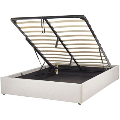 Beliani Lit Double Avec Rangement En Tissu Minimaliste Moderne 140 X 200 Cm Beige Clair - Publicité Beliani Lit Double Avec Rangement En Tissu Minimaliste Moderne 140 X 200 Cm Beige Clair - Publicité