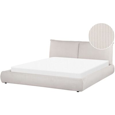 Beliani Lit À Eau Rembourré Design Contemporain 180 X 200 Cm En Velours Côtelé Beige - Publicité Beliani Lit À Eau Rembourré Design Contemporain 180 X 200 Cm En Velours Côtelé Beige - Publicité
