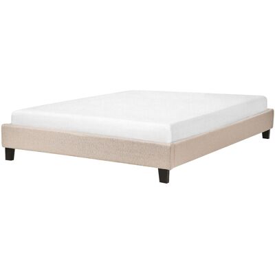 Beliani - Lit Double - Roanne - 140 X 200 Cm, En Tissu, Beige - Publicité Beliani - Lit Double - Roanne - 140 X 200 Cm, En Tissu, Beige - Publicité