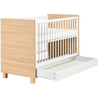 Beliani Lit Bébé En Bois 60 X 120 Cm Avec Barreaux Réglables En Hauteur, Blanc Et Marron - Publicité Beliani Lit Bébé En Bois 60 X 120 Cm Avec Barreaux Réglables En Hauteur, Blanc Et Marron - Publicité
