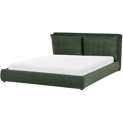 Beliani Lit À Eau Moderne En Tissu 180 X 200 Cm Avec Tête De Lit Rembourrée Vert Foncé B - Publicité Beliani Lit À Eau Moderne En Tissu 180 X 200 Cm Avec Tête De Lit Rembourrée Vert Foncé B - Publicité