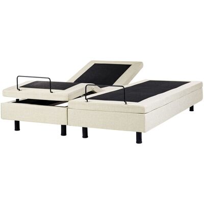 Beliani Lit Réglable En Tissu Électrique 180 X 200 Cm Ajustable Avec Télécommande Beige - Publicité Beliani Lit Réglable En Tissu Électrique 180 X 200 Cm Ajustable Avec Télécommande Beige - Publicité