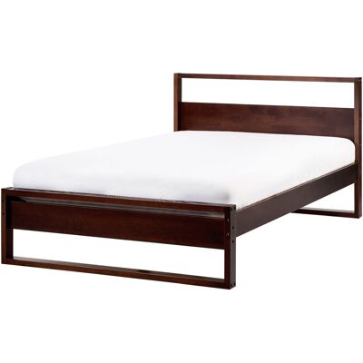 Beliani Lit Moderne En Pin Massif 120 X 200 Cm Avec Sommier Et Tête De Lit Marron Foncé - Publicité Beliani Lit Moderne En Pin Massif 120 X 200 Cm Avec Sommier Et Tête De Lit Marron Foncé - Publicité