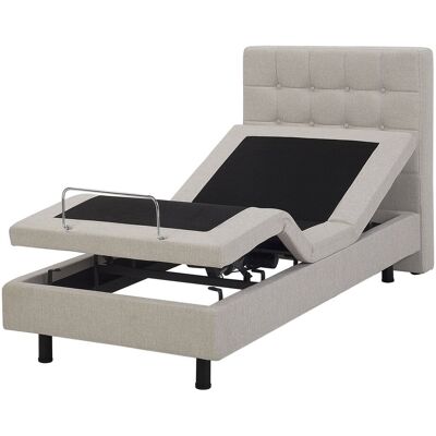 Beliani - Lit Ajustable - Duke - 80 X 200 Cm, En Tissu, Beige - Publicité Beliani - Lit Ajustable - Duke - 80 X 200 Cm, En Tissu, Beige - Publicité