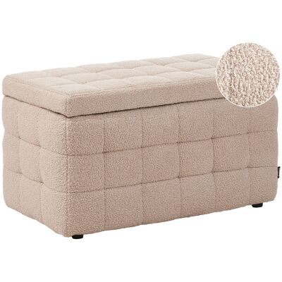 Beliani Bout De Lit Avec Rangement Capitonné 72 X 42 Cm En Tissu Bouclé Beige Michigan - Publicité Beliani Bout De Lit Avec Rangement Capitonné 72 X 42 Cm En Tissu Bouclé Beige Michigan - Publicité