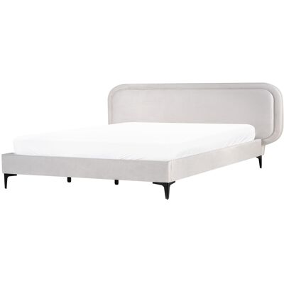 Beliani Lit En Velours Moderne 180 X 200 Cm Appui-Tête Cadre Tapissé Gris Clair Suzette - Publicité Beliani Lit En Velours Moderne 180 X 200 Cm Appui-Tête Cadre Tapissé Gris Clair Suzette - Publicité