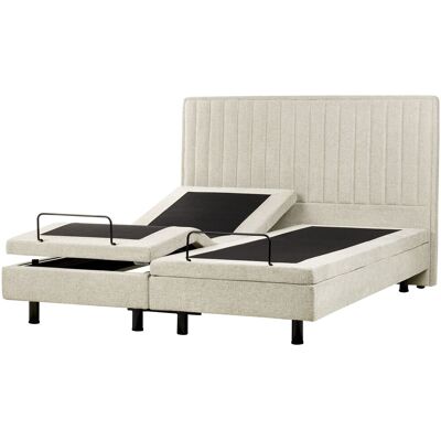 Beliani Lit Double Ajustable Moderne En Tissu 180 X 200 Cm Electrique Réglable Avec Télé - Publicité Beliani Lit Double Ajustable Moderne En Tissu 180 X 200 Cm Electrique Réglable Avec Télé - Publicité