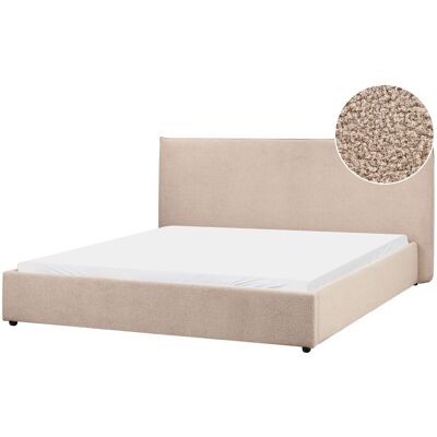 Beliani Lit À Eau Double Avec Tête De Lit Haute Classique 180 X 200 Cm En Bouclé Taupe L - Publicité Beliani Lit À Eau Double Avec Tête De Lit Haute Classique 180 X 200 Cm En Bouclé Taupe L - Publicité