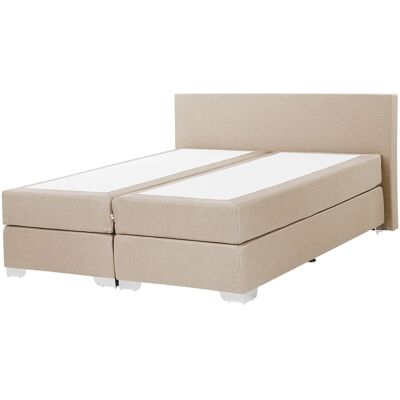 Beliani Lit Double Boxspring 160 X 200 Cm En Tissu Beige Ressorts Ensachés Epais - Publicité Beliani Lit Double Boxspring 160 X 200 Cm En Tissu Beige Ressorts Ensachés Epais - Publicité
