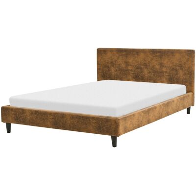 Beliani Lit Double - 140x200cm Simili Marron - UE Double - Publicité Beliani Lit Double - 140x200cm Simili Marron - UE Double - Publicité