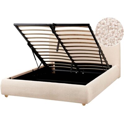 Beliani Lit Ottoman Minimaliste Avec Rangement En Bouclé 140 X 200 Cm Beige Clair Blagn - Publicité Beliani Lit Ottoman Minimaliste Avec Rangement En Bouclé 140 X 200 Cm Beige Clair Blagn - Publicité