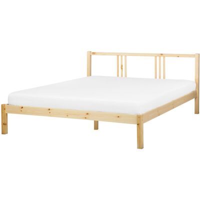 Lit Beliani avec cadre en bois de pin - Style scandinave, 160x200cm - Publicité Lit Beliani avec cadre en bois de pin - Style scandinave, 160x200cm - Publicité