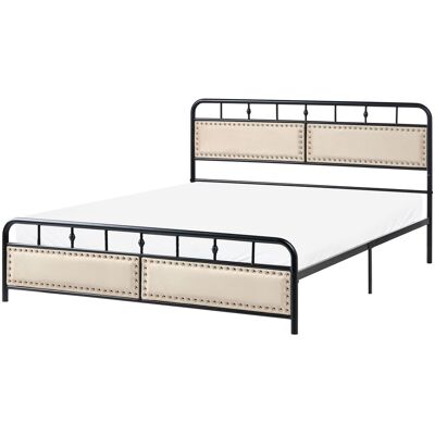 Beliani Lit Double En Métal Traditionnel Moderne 160 X 200 Cm Sommier À Lattes Chambre À - Publicité Beliani Lit Double En Métal Traditionnel Moderne 160 X 200 Cm Sommier À Lattes Chambre À - Publicité
