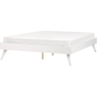 Lit MDF Blanc Beliani - Design Scandinave Minimaliste - 140x200 cm - Publicité Lit MDF Blanc Beliani - Design Scandinave Minimaliste - 140x200 cm - Publicité