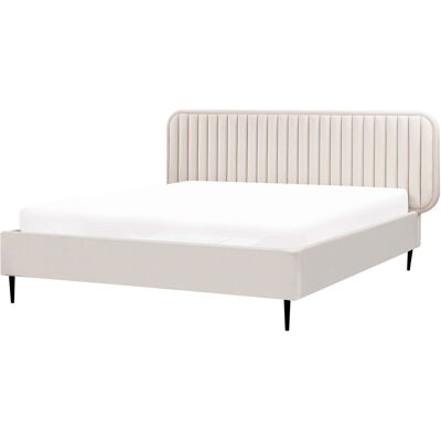 Beliani Lit Double Moderne En Velours 160 X 200 Cm Rembourré Cadre Pieds En Métal Beige - Publicité Beliani Lit Double Moderne En Velours 160 X 200 Cm Rembourré Cadre Pieds En Métal Beige - Publicité