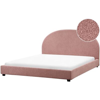 Beliani Lit À Eau Double En Bouclé 180 X 200 Cm Tête De Lit Demi-Ronde Rose Pastel - Publicité Beliani Lit À Eau Double En Bouclé 180 X 200 Cm Tête De Lit Demi-Ronde Rose Pastel - Publicité