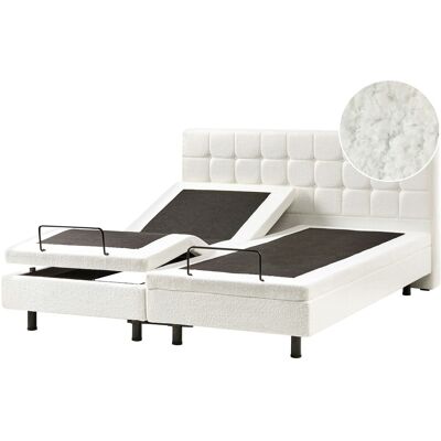 Beliani Lit Double À Réglage Électrique Avec Télécommande 180 X 200cm Bouclé Blanc Cassé - Publicité Beliani Lit Double À Réglage Électrique Avec Télécommande 180 X 200cm Bouclé Blanc Cassé - Publicité