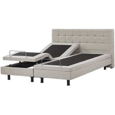 Beliani - Lit Ajustable - Duke - 160 X 200 Cm, En Tissu, Beige - Publicité Beliani - Lit Ajustable - Duke - 160 X 200 Cm, En Tissu, Beige - Publicité