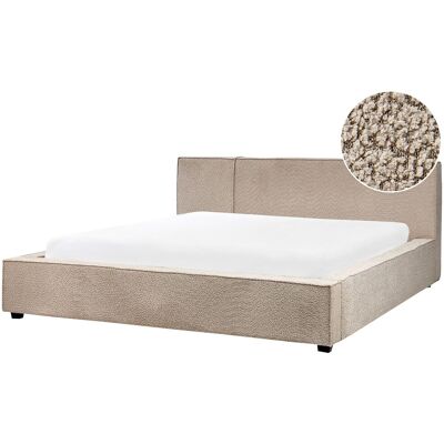 Beliani Lit Double Moderne En Bouclé 180 X 200 Cm Cadre De Lit Taupe Mirande - Publicité Beliani Lit Double Moderne En Bouclé 180 X 200 Cm Cadre De Lit Taupe Mirande - Publicité