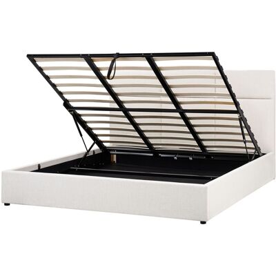 Beliani Lit Double Avec Rangement Et Tête De Lit Mobilier De Chambre 180 X 200 Cm Polyes - Publicité Beliani Lit Double Avec Rangement Et Tête De Lit Mobilier De Chambre 180 X 200 Cm Polyes - Publicité