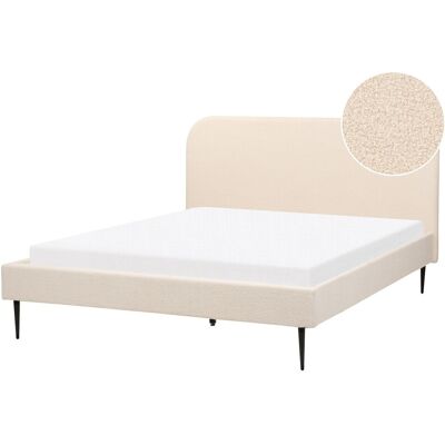 Lit Beliani en boucle Beige Taille King de l'UE - Publicité Lit Beliani en boucle Beige Taille King de l'UE - Publicité