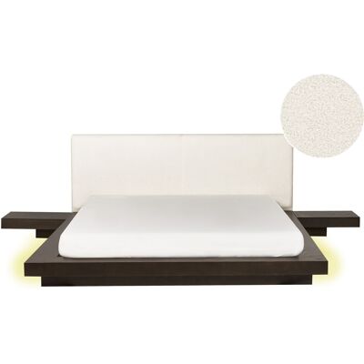 Beliani Lit Japonais Avec Led Tête De Lit Bouclé Et 2 Tables De Nuit 160 X 200 Cm Bois F - Publicité Beliani Lit Japonais Avec Led Tête De Lit Bouclé Et 2 Tables De Nuit 160 X 200 Cm Bois F - Publicité