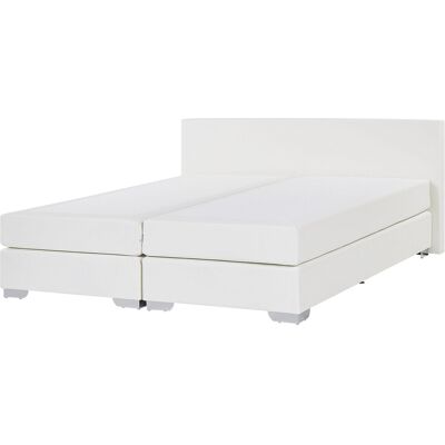 Lit King Size en Faux Cuir Blanc avec Matelas - Publicité Lit King Size en Faux Cuir Blanc avec Matelas - Publicité