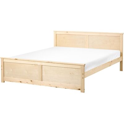 Beliani Lit Scandinave En Bois De Pin Bouleau Et Mdf 160 X 200 Cm Avec Tête De Lit Marro - Publicité Beliani Lit Scandinave En Bois De Pin Bouleau Et Mdf 160 X 200 Cm Avec Tête De Lit Marro - Publicité
