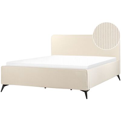 Lit Beliani VALOGNES - Beige clair, 180x200 cm - Lit - Publicité Lit Beliani VALOGNES - Beige clair, 180x200 cm - Lit - Publicité