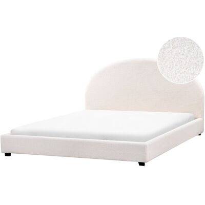 Beliani Lit À Eau Double En Bouclé 180 X 200 Cm Tête De Lit Demi-Ronde Blanc Cassé - Publicité Beliani Lit À Eau Double En Bouclé 180 X 200 Cm Tête De Lit Demi-Ronde Blanc Cassé - Publicité