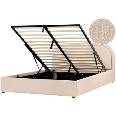 Beliani Lit Ottoman Avec Rangement Moderne En Bouclé 160 X 200 Cm Rembourré Beige Quilli - Publicité Beliani Lit Ottoman Avec Rangement Moderne En Bouclé 160 X 200 Cm Rembourré Beige Quilli - Publicité
