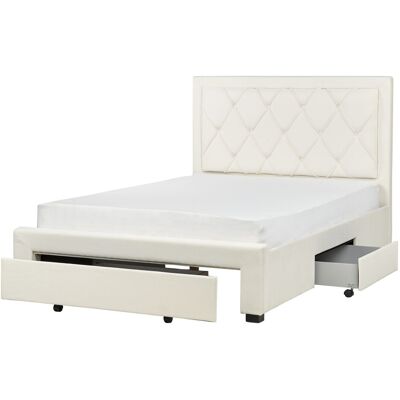 Lit de Rangement en Velours Crème Beliani EU King Size - Storage Bed - Publicité Lit de Rangement en Velours Crème Beliani EU King Size - Storage Bed - Publicité