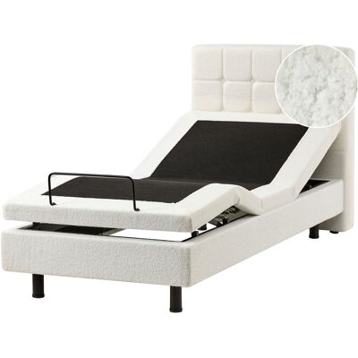 Beliani Lit Simple À Réglage Électrique Avec Télécommande 90 X 200 Cm Bouclé Blanc Cassé - Publicité Beliani Lit Simple À Réglage Électrique Avec Télécommande 90 X 200 Cm Bouclé Blanc Cassé - Publicité
