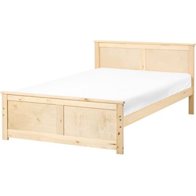 Beliani Lit Scandinave En Bois De Pin Bouleau Et Mdf 120 X 200 Cm Avec Tête De Lit Marro - Publicité Beliani Lit Scandinave En Bois De Pin Bouleau Et Mdf 120 X 200 Cm Avec Tête De Lit Marro - Publicité