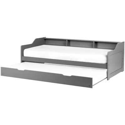 Beliani Lit Gigogne 1 Place 90 X 200 Cm 2 Sommiers Extensible En Bois De Pin Gris Edern - Publicité Beliani Lit Gigogne 1 Place 90 X 200 Cm 2 Sommiers Extensible En Bois De Pin Gris Edern - Publicité