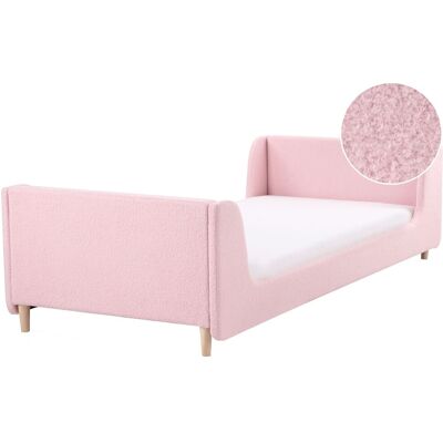 Lit Beliani Bouclé Rose 90x200 - Lit - Publicité Lit Beliani Bouclé Rose 90x200 - Lit - Publicité