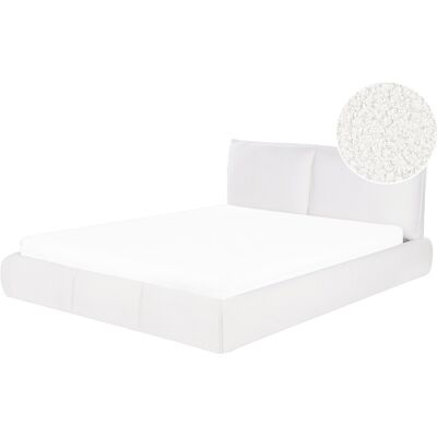 Beliani Lit Double Rembourré Design Contemporain 160 X 200 Cm En Tissu Bouclé Blanc Vina - Publicité Beliani Lit Double Rembourré Design Contemporain 160 X 200 Cm En Tissu Bouclé Blanc Vina - Publicité