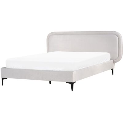 Beliani Lit En Velours Moderne 140 X 200 Cm Appui-Tête Cadre Tapissé Gris Clair Suzette - Publicité Beliani Lit En Velours Moderne 140 X 200 Cm Appui-Tête Cadre Tapissé Gris Clair Suzette - Publicité