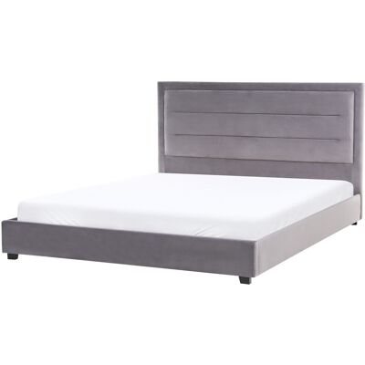 Beliani Lit À Eau Double Avec Tête De Lit 180 X 200 Cm Velours Rembourré Gris Foncé Roue - Publicité Beliani Lit À Eau Double Avec Tête De Lit 180 X 200 Cm Velours Rembourré Gris Foncé Roue - Publicité