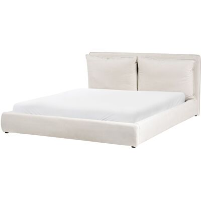 Beliani Lit À Eau Moderne En Tissu 180 X 200 Cm Avec Tête De Lit Rembourrée Beige Clair - Publicité Beliani Lit À Eau Moderne En Tissu 180 X 200 Cm Avec Tête De Lit Rembourrée Beige Clair - Publicité