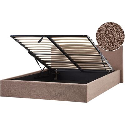 Beliani Cadre De Lit Double Avec Tête De Lit Coffre De Rangement 180x200cm Bouclé Marron - Publicité Beliani Cadre De Lit Double Avec Tête De Lit Coffre De Rangement 180x200cm Bouclé Marron - Publicité