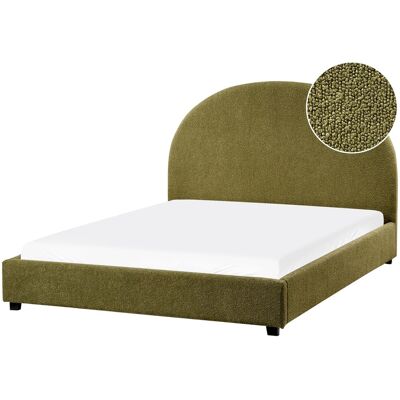 Beliani Lit Double Minimaliste En Tissu Bouclé 140 X 200 Cm Tête De Lit Demi-Ronde Vert - Publicité Beliani Lit Double Minimaliste En Tissu Bouclé 140 X 200 Cm Tête De Lit Demi-Ronde Vert - Publicité