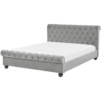 Beliani Lit À Eau Double Cadre Capitonné 180 X 200 Cm En Velours Gris Clair Avallon - Publicité Beliani Lit À Eau Double Cadre Capitonné 180 X 200 Cm En Velours Gris Clair Avallon - Publicité