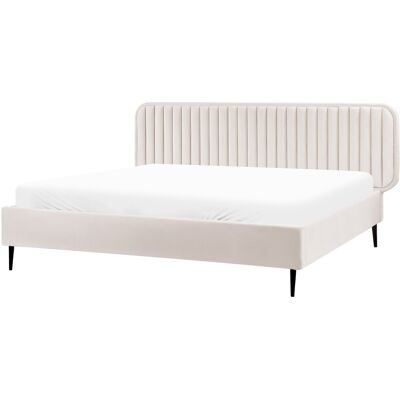 Beliani Lit Double Moderne En Velours 180 X 200 Cm Rembourré Cadre Pieds En Métal Beige - Publicité Beliani Lit Double Moderne En Velours 180 X 200 Cm Rembourré Cadre Pieds En Métal Beige - Publicité