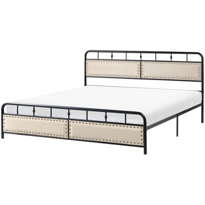 Beliani Lit Double En Métal Traditionnel Moderne 180 X 200 Cm Sommier À Lattes Chambre À - Publicité Beliani Lit Double En Métal Traditionnel Moderne 180 X 200 Cm Sommier À Lattes Chambre À - Publicité