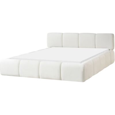 Beliani Lit Minimaliste En Tissu 160 X 200 Cm Avec Tête De Lit Rembourré Blanc Cassé Orv - Publicité Beliani Lit Minimaliste En Tissu 160 X 200 Cm Avec Tête De Lit Rembourré Blanc Cassé Orv - Publicité