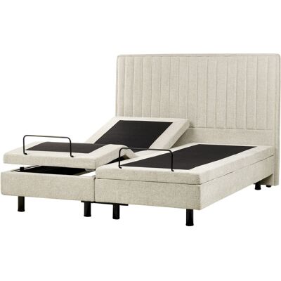 Beliani Lit Double Ajustable Moderne En Tissu 160 X 200 Cm Electrique Réglable Avec Télé - Publicité Beliani Lit Double Ajustable Moderne En Tissu 160 X 200 Cm Electrique Réglable Avec Télé - Publicité