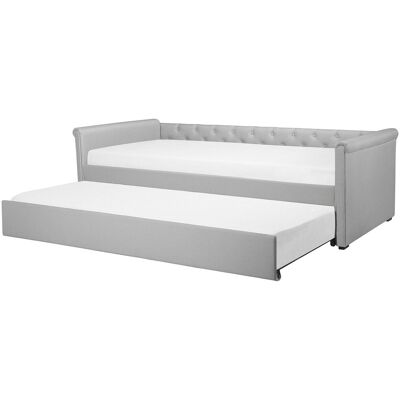 Beliani Lit Coulissant Gris Clair - EU Small Single - Revêtement en Tissu - Publicité Beliani Lit Coulissant Gris Clair - EU Small Single - Revêtement en Tissu - Publicité