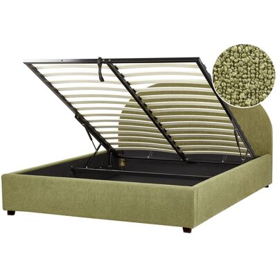 Beliani Lit avec Rangement Vert Olive - Taille King EU - Publicité Beliani Lit avec Rangement Vert Olive - Taille King EU - Publicité